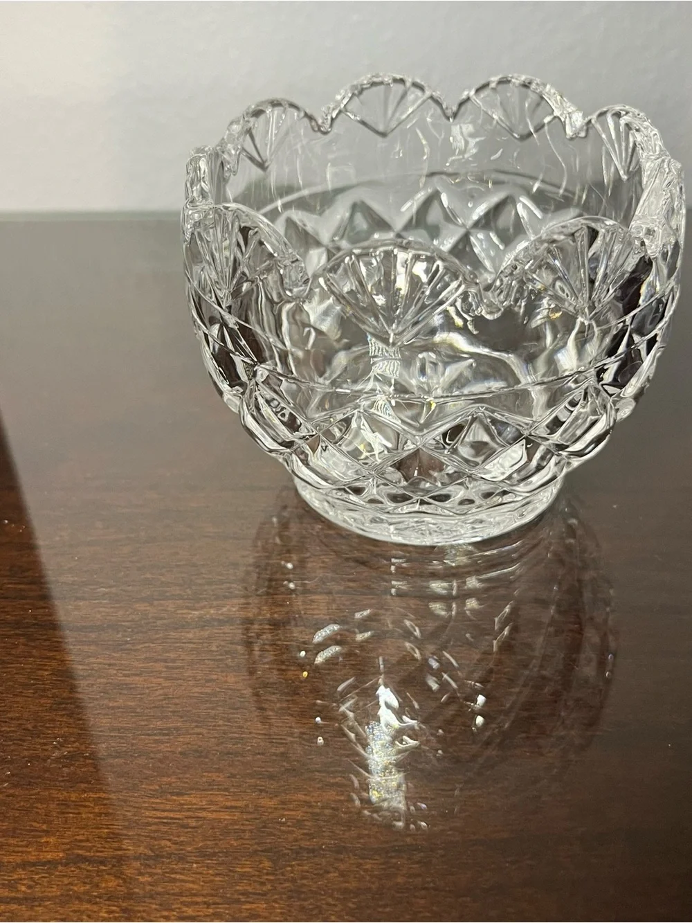 Shannon 24% Lead Crystal Small Bowl or Votive, Scallop Candy Dish Vase Bohemian